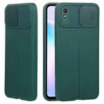 For Xiaomi Redmi 9A Litchi Texture Sliding Camshield TPU Protective Phone Case(Dark Green)
