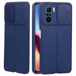 For Xiaomi Redmi K40 Litchi Texture Sliding Camshield TPU Protective Phone Case(Blue)