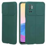 For Xiaomi Redmi Note 10 5G Litchi Texture Sliding Camshield TPU Protective Phone Case(Dark Green)