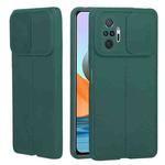 For Xiaomi Redmi Note 10 Pro 4G Litchi Texture Sliding Camshield TPU Protective Phone Case(Dark Green)