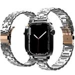 Electroplated Stainless Steel Strap For Apple Watch Ultra 49mm / Series 8&7 45mm / SE 2&6&SE&5&4 44mm / 3&2&1 42mm(Silver)