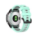 22mm Quick Release Two-color Silicone Watch Band for Garmin Fenix 7 / EPIX(Teal Grey)