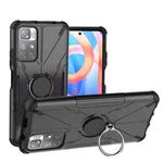 For Xiaomi Redmi Note 11 5G China Version Armor Bear Shockproof PC + TPU Phone Case with Ring Holder(Black)