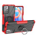 For Xiaomi Redmi Note 11 5G China Version Armor Bear Shockproof PC + TPU Phone Case with Ring Holder(Red)