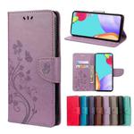 For Samsung Galaxy A23 5G Butterfly Flower Pattern Flip Leather Phone Case(Light Purple)