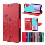 For Samsung Galaxy A23 5G Butterfly Flower Pattern Flip Leather Phone Case(Red)