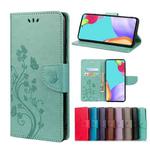 For Samsung Galaxy A23 5G Butterfly Flower Pattern Flip Leather Phone Case(Green)