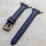 Genuine Leather Watch Band For Apple Watch Series 8&7 41mm / SE 2&6&SE&5&4 40mm / 3&2&1 38mm(Dark Blue)