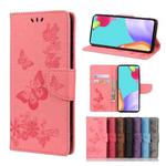 For Samsung Galaxy A23 5G Butterfly Embossed Horizontal Flip Leather Phone Case with Card Slot & Holder(Pink)