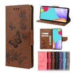 For Samsung Galaxy A23 5G Butterfly Embossed Horizontal Flip Leather Phone Case with Card Slot & Holder(Brown)