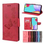 For Samsung Galaxy A23 5G Butterfly Embossed Horizontal Flip Leather Phone Case with Card Slot & Holder(Red)