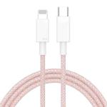 27W PD USB-C / Type-C to 8 Pin Fast Charging Braided Data Cable, Cable Length: 1m(Pink)