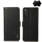 For Xiaomi Redmi Note 11 4G / Note 11S KHAZNEH Side-Magnetic Litchi Genuine Leather RFID Phone Case(Black)