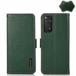 For Xiaomi Redmi Note 11 4G / Note 11S KHAZNEH Side-Magnetic Litchi Genuine Leather RFID Phone Case(Green)