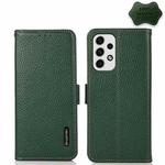 For Samsung Galaxy A23 5G KHAZNEH Side-Magnetic Litchi Genuine Leather RFID Phone Case(Green)