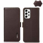 For Samsung Galaxy A23 5G KHAZNEH Side-Magnetic Litchi Genuine Leather RFID Phone Case(Brown)