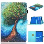 For Samsung Galaxy Tab A8 10.5 2021 Painted Left and Right Flat Leather Tablet Case(Abstract Tree)