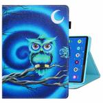 For Samsung Galaxy Tab A8 10.5 2021 Coloured Drawing Stitching Leather Tablet Case(Moon Owl)