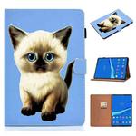 For Samsung Galaxy Tab A8 10.5 2021 Pure Color Painting Left and Right Flat Leather Tablet Case(Cat)