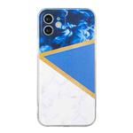 For iPhone 12 mini Stitching Marble TPU Phone Case (Dark Blue)