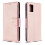 For Galaxy A51 Litchi Texture Pure Color Horizontal Flip PU Leather Case with Holder & Card Slots & Wallet & Lanyard(Rose Gold)