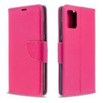 For Galaxy A51 Litchi Texture Pure Color Horizontal Flip PU Leather Case with Holder & Card Slots & Wallet & Lanyard(Rose Red)