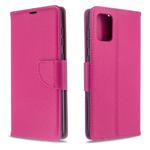 For Galaxy A71 Litchi Texture Pure Color Horizontal Flip PU Leather Case with Holder & Card Slots & Wallet & Lanyard(Rose Red)