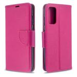 For Galaxy S20 Litchi Texture Pure Color Horizontal Flip PU Leather Case with Holder & Card Slots & Wallet & Lanyard(Rose Red)