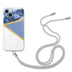 For iPhone 13 mini Lanyard Stitching Marble TPU Case (Grey)