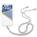 For iPhone XS Max Lanyard Stitching Marble TPU Case(Grey)