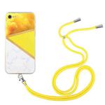 For iPhone SE 2022 / SE 2020 / 8 / 7 Lanyard Stitching Marble TPU Case(Yellow)