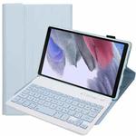A220 Candy Color TPU Detachable Bluetooth Keyboard Leather Case with Bracket For Samsung Galaxy Tab A7 Lite 8.7 T220 / T225(White Ice Orchid)
