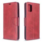 For Galaxy A51 Retro Lambskin Texture Pure Color Horizontal Flip PU Leather Case with Holder & Card Slots & Wallet & Lanyard(Red)