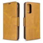 For Galaxy S20 Retro Lambskin Texture Pure Color Horizontal Flip PU Leather Case with Holder & Card Slots & Wallet & Lanyard(Yellow)