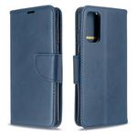 For Galaxy S20 Retro Lambskin Texture Pure Color Horizontal Flip PU Leather Case with Holder & Card Slots & Wallet & Lanyard(Blue)