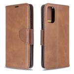 For Galaxy S20 Retro Lambskin Texture Pure Color Horizontal Flip PU Leather Case with Holder & Card Slots & Wallet & Lanyard(Brown)