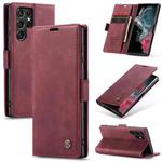 For Samsung Galaxy S22 Ultra 5G CaseMe 013 Multifunctional Leather Phone Case(Wine Red)