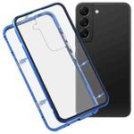 For Samsung Galaxy S22 5G HD Magnetic Metal Tempered Glass Phone Case(Blue)