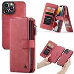 For iPhone 13 Pro Max CaseMe 007 Multifunctional Detachable Billfold Phone Leather Case (Red)