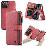 For iPhone 13 mini CaseMe 007 Multifunctional Detachable Billfold Phone Leather Case (Red)