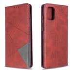 For Galaxy A71 Rhombus Texture Horizontal Flip Magnetic Leather Case with Holder & Card Slots(Red)