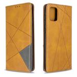 For Galaxy A71 Rhombus Texture Horizontal Flip Magnetic Leather Case with Holder & Card Slots(Yellow)