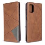 For Galaxy A71 Rhombus Texture Horizontal Flip Magnetic Leather Case with Holder & Card Slots(Brown)