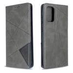 For Galaxy S20 Ultra Rhombus Texture Horizontal Flip Magnetic Leather Case with Holder & Card Slots(Grey)