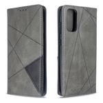 For Galaxy S20 Rhombus Texture Horizontal Flip Magnetic Leather Case with Holder & Card Slots(Grey)