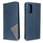 For Galaxy S20 Rhombus Texture Horizontal Flip Magnetic Leather Case with Holder & Card Slots(Blue)