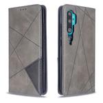 For Xiaomi CC9 Pro Rhombus Texture Horizontal Flip Magnetic Leather Case with Holder & Card Slots(Grey)