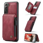 For Samsung Galaxy S21 FE 5G CaseMe C20 Multifunctional Leather Phone Case with Holder & Card Slot & Wallet(Dark Red)