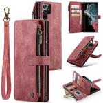 For Samsung Galaxy S22 Ultra 5G CaseMe C30 Multifunctional Phone Leather Case with Holder & Card Slot & Wallet(Red)