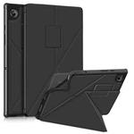For Samsung Galaxy Tab A8 2021 Cloth Texture Multi-folding PU Leather Tablet Case(Black)